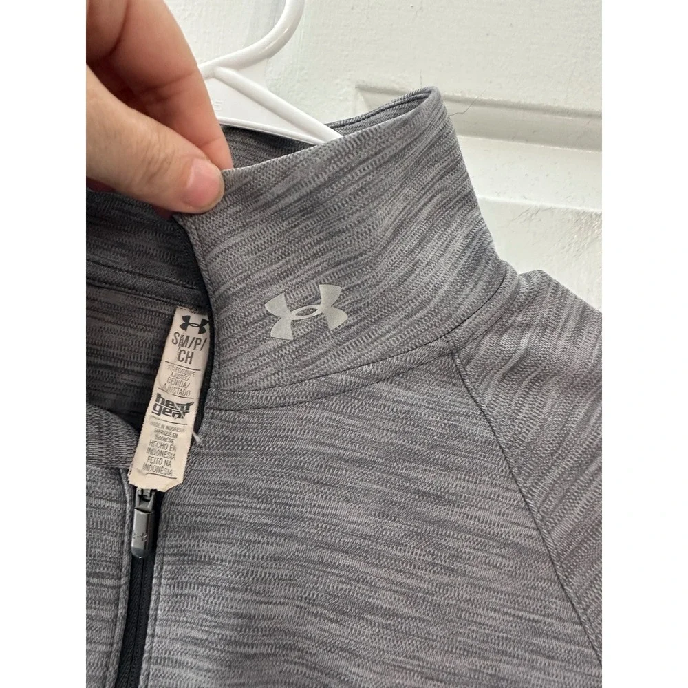 Under Armour HeatGear Gray Quarter‎ Zip Pullover Long Sleeve Top Women's SM - Picture 4 of 9